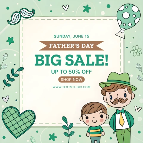 Editable Father's Day Sale Design Template - Whimsical Cartoon Style