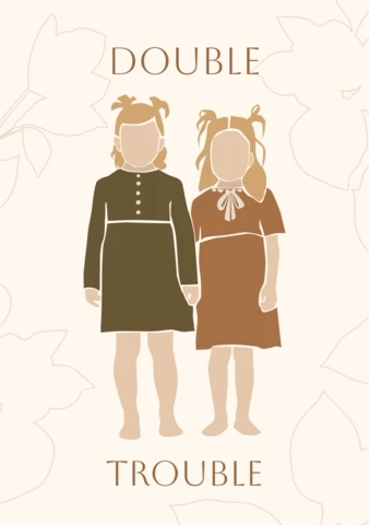 Twin Sisters Double Trouble Flat Cute Printable Poster