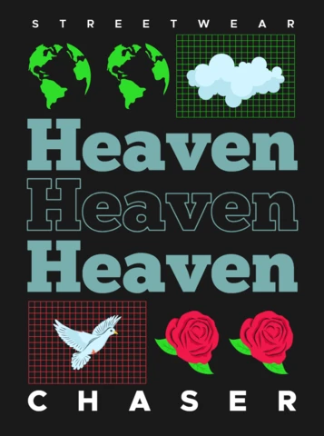 Streetwear Design Template with Earth Clouds Birds and Roses for Apparel