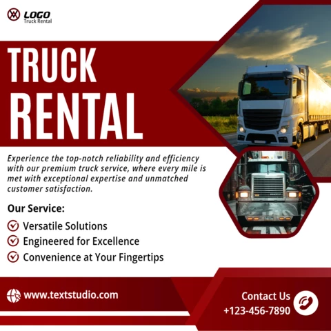 White and Red Attractive Truck Rental Facebook Post