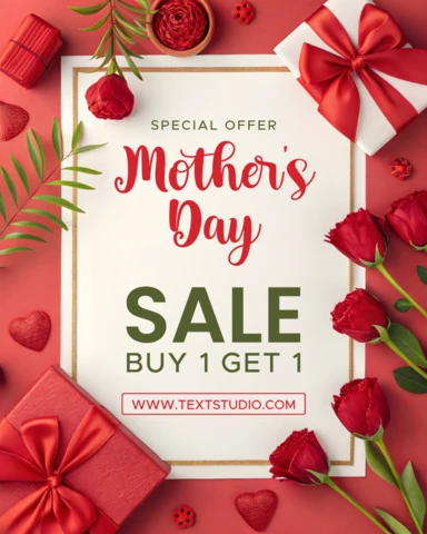 Elegant Mother's Day Sale Template Design with Floral Accents