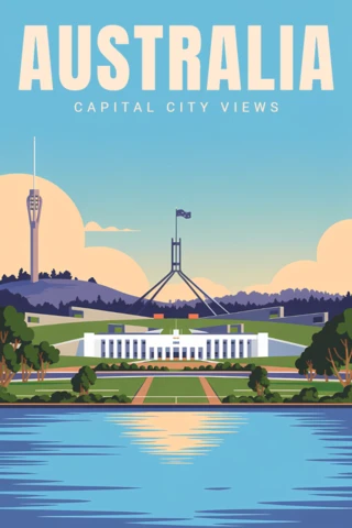 Modèle de conception de vues de la capitale de l'Australie pour des affiches