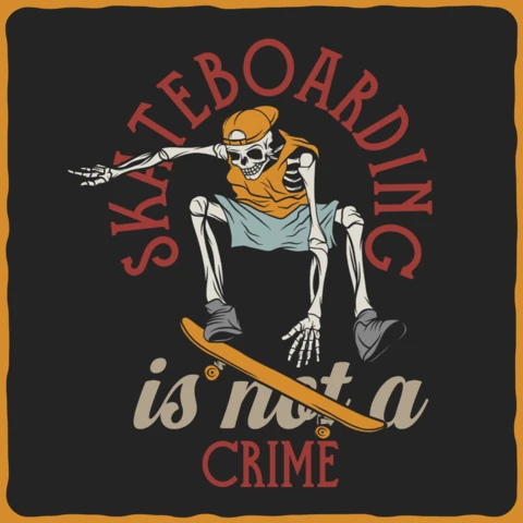 Skateboarding ist kein Verbrechen Skelett-T-Shirt-Design
