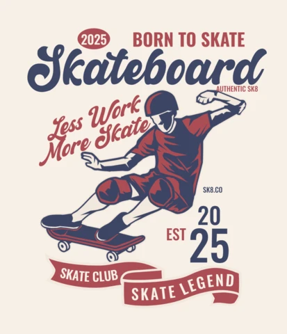 Born to Skate Skateboard Vintage Poster Design Template