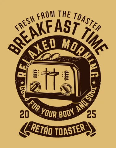 Retro Toaster Breakfast Time T-shirt Design Template