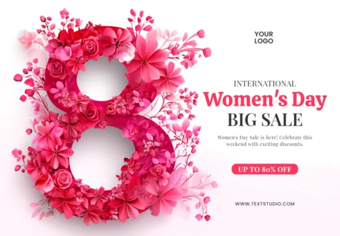 International Women's Day Sale Brochure Design with Floral Elements