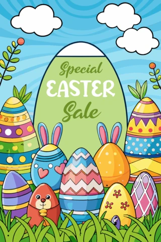 Colorida plantilla de diseño de venta de Pascua para promociones festivas