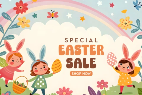 Plantilla de diseño de venta de Pascua caprichosa para niños