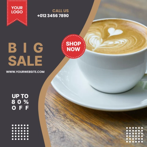 Big Sale Coffee Shop Social Media Post Design Template