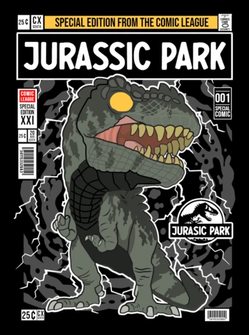 Jurassic Park Cartoon Character Magazine Cover Design Template