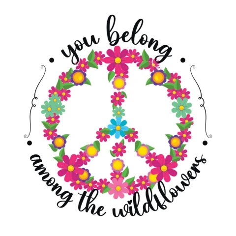 Hippie Flower Peace Sign T-shirt Design Template