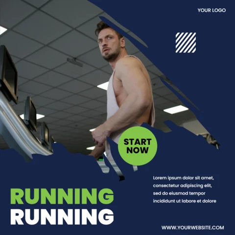 Running Gym Advertising Instagram Post Design Template