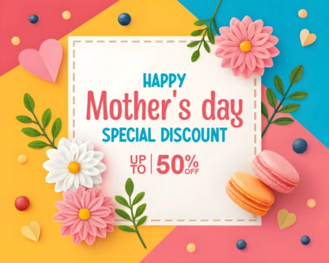 Modèle de réduction coloré pour la fête des mères - design floral modifiable pour les promotions