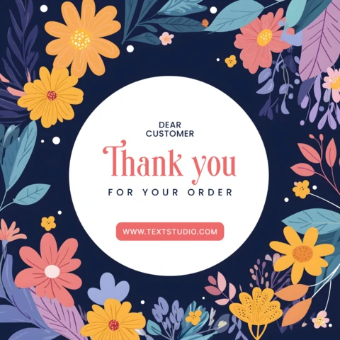 Colorful Vintage Floral Thank You Order Card Template