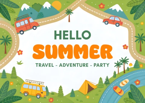 Summer Adventure Template Design: Playful Travel & Party Graphics
