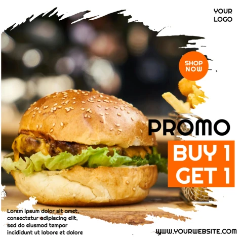 Modelo de design de post de mídia social promocional em branco brilhante