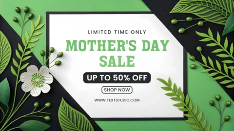 Editable Mother's Day Sale Template - Modern Floral Design with Greenery Accents