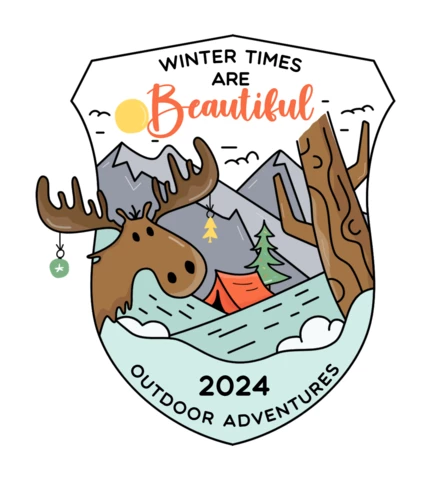 Winter Camping Badge Template Design