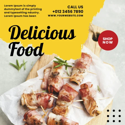 Yellow Painted Textured Restaurant Instagram Post Design Template