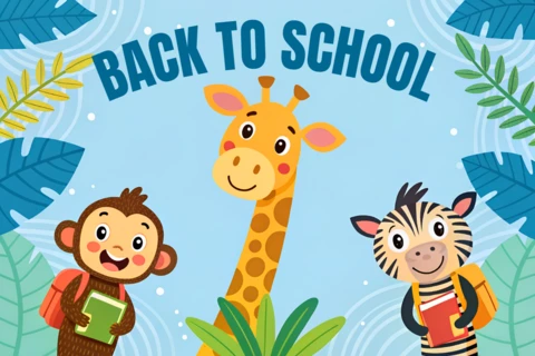 Back to School Animal Design Template for Kids' Educational Posters