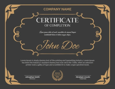 Elegante plantilla de diseño de certificado de premio con marco vintage