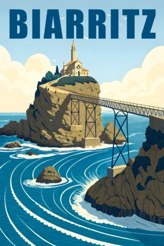 Vintage Biarritz Landscape Design Template for Travel Posters