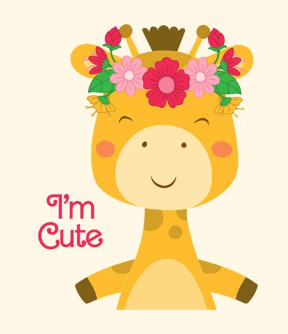 Adorable Giraffe Design Template for Babies Book Cover And Merch