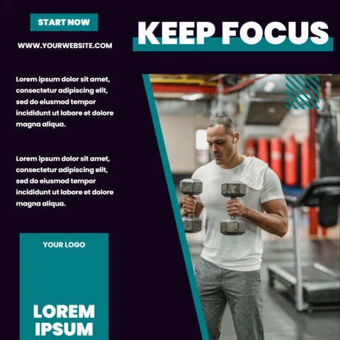 Motivational Gym Promotional Social Media Post Design Template