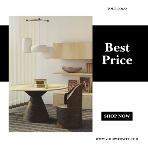 Schwarz und weiß elegantes Marketing Instagram Post Design Vorlage