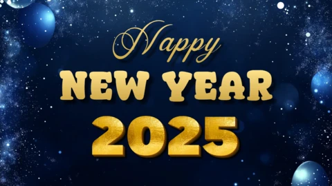 Bonne année 2025 bleu et or modèle de conception