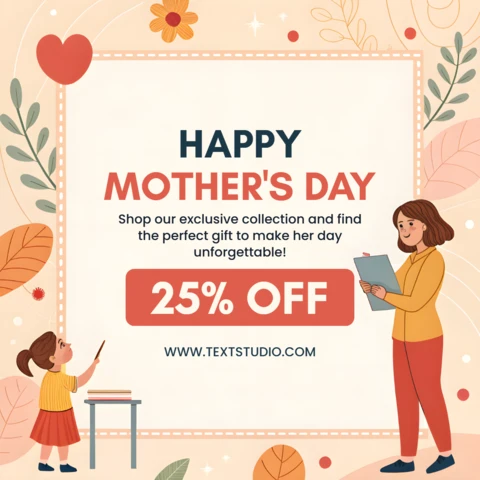 Happy Mother's Day Editable Template - Whimsical Floral Design for Special Gifts