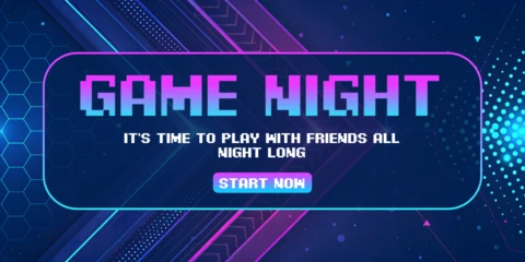 Modèle de soirée rétro de jeux avec des éléments de design néon