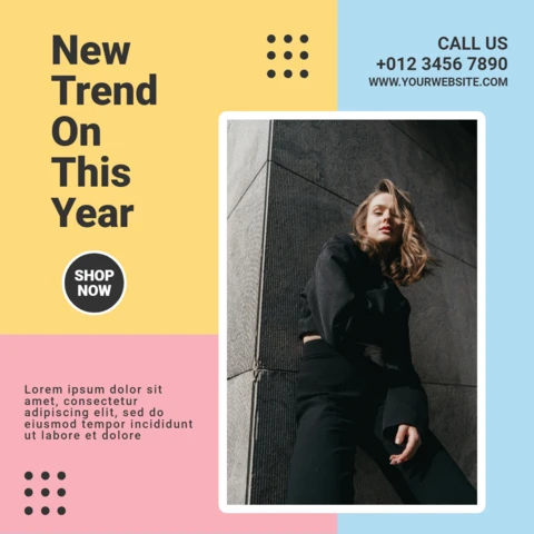 Novo modelo de design de postagem de moda em tons pastel no Instagram