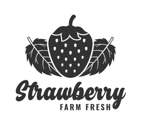 Modelo de design de logotipo de morango fresco de fazenda