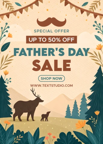 Father's Day Gift Sale Template for Hunting Dad - Forest Wildlife Design