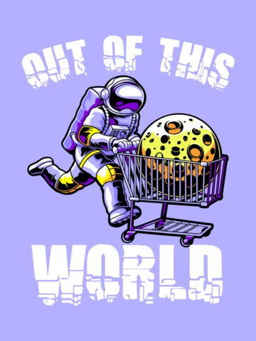 Fuera de este mundo con astronauta y la luna plantilla de diseño de la camiseta
