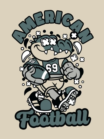 Modelo de design de camiseta de futebol americano com crocodilo