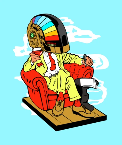 The Daft Punk Boss Comic Caricature Pop Culture T-Shirt Design Template