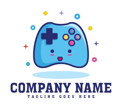 Videogame Joystick Funny Character Logo Design Template