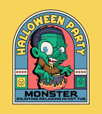 Halloween Party Display Frankenstein Poster Design Template