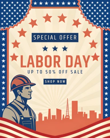 Labor Day Sale Design Template in Vintage Americana Style