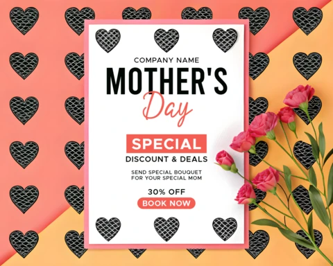 Mother's Day Promotional Template - Stylish Heart Design with Special Discounts