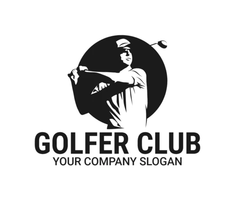 Golfer Club Tournament Sports Logo Design Template