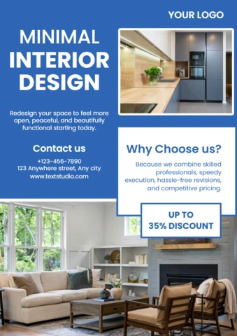 Minimal Interior Design Template for Modern Home Makeover Brochure