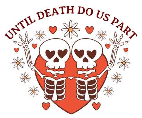 Plantilla de diseño de amor esquelético para invitaciones de boda únicas