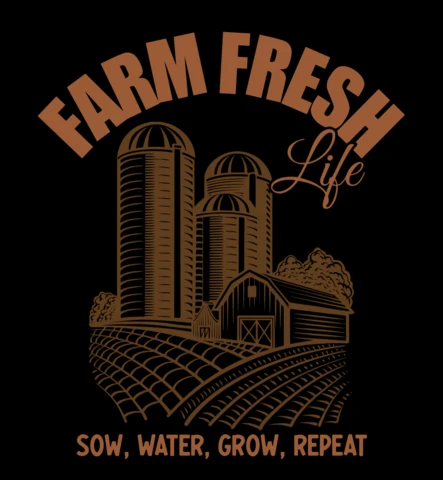Template de design vintage de vie de ferme fraîche : semer, arroser, grandir, répéter