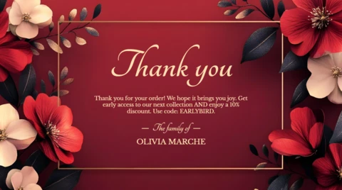 Elegant Thank You Card Template with Floral Design