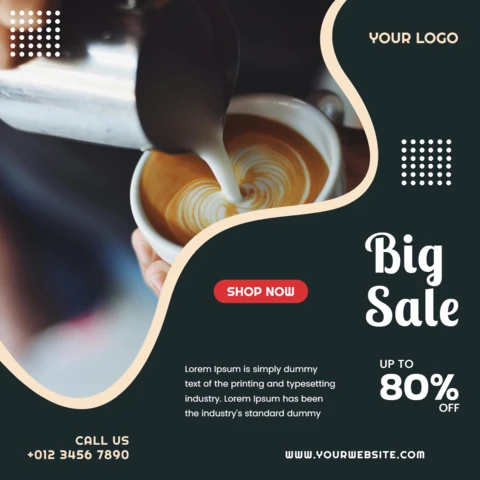 Coffee Shop Minimal Instagram Post Design Template