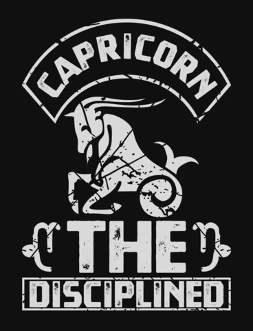 Capricorn The Disciplined Zodiac Goat with Vintage Distressed Style T-Shirt Design Template
