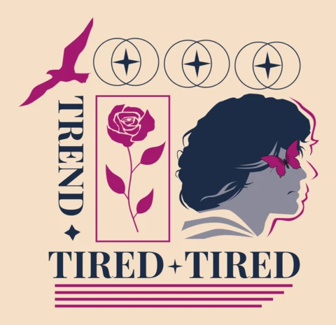 Plantilla de diseño de retrato floral moderno para prendas y mercancía.